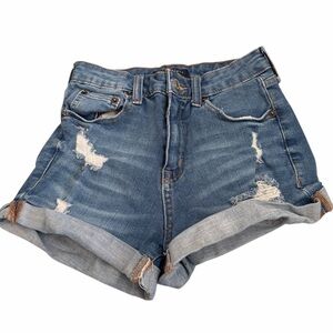 Aeropostale Classic Blue Ripped Jean Shorts